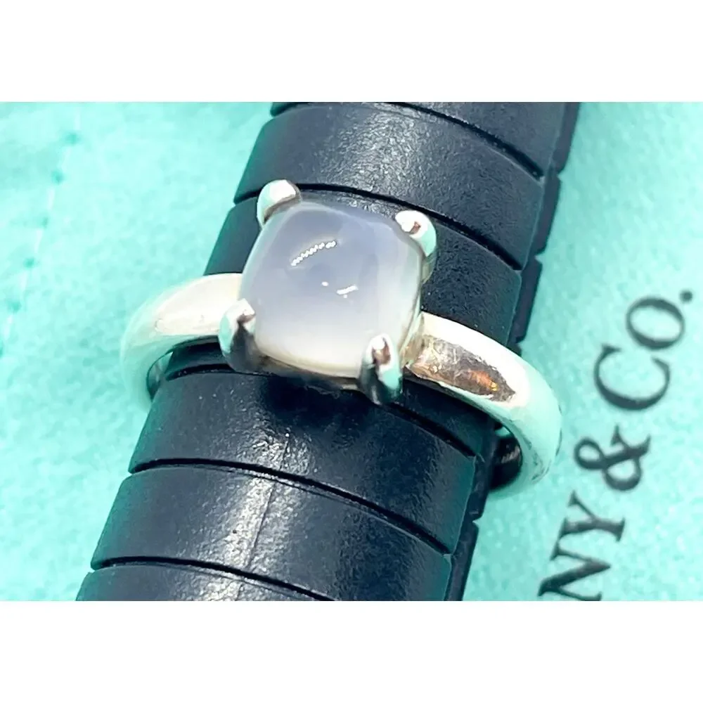 Tiffany & Co. Sterling Silver Chalcedony Sugar Stack Picasso Ring Size 5.75